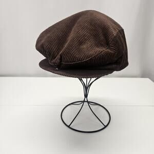 Retro Union Made Cabby Hat Brown Corduroy Handcraft In USA Unisex Medium Vtg